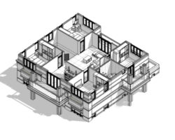 Mẫu nhà mái Nhật 2 tầng 6 phòng ngủ 16.02×17.42m