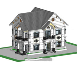 Bản vẽ Biệt thự 2 tầng Revit Kiến trúc + Phối cảnh