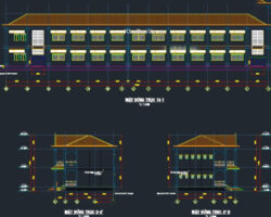 Bản vẽ cad thiết kế trường tiểu học khối 10 phòng học 2 tầng 9.5×51.85m và khối bán trú 6.2x32m trường tiểu học