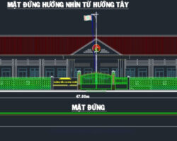 Bản vẽ cad thiết kế trường tiểu học khối 5 phòng học và công trình phụ trợ 12.1x47m trường tiểu học