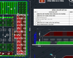 Bản vẽ cad thiết kế trường tiểu học khối 5 phòng học và công trình phụ trợ 12.1x47m trường tiểu học