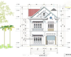 Bản vẽ kiến trúc thiết kế biệt thự vườn KT 8x15m miến phí