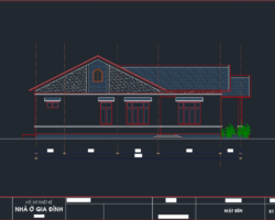 File cad bản vẽ kiến trúc biệt thự 1 tầng 7×18.1m