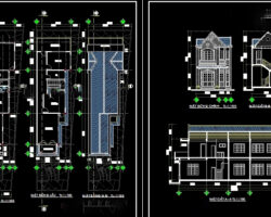 File cad kiến trúc thiết kế biệt thự 2 tầng rộng 5.6m miễn phí