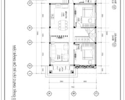 Bản vẽ autocad Biệt thự 2 tầng mái Thái 7.5×12.9m