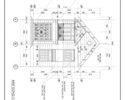 Bản vẽ autocad Biệt thự 2 tầng mái Thái 7.5×12.9m