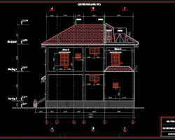 Bản vẽ (autocad + sketchup) Nhà 2 tầng mái Nhật kích thước 8x12m