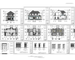 Bản vẽ chi tiết biệt thự 2 tầng hiện đại mái nhật 8×13.5m