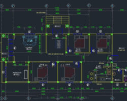 Bản vẽ nhà cấp 4 mái thái đầy đủ file kiến trúc, kết cấu, điện nước 7.6×17.1m