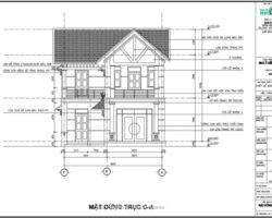 Bản vẽ thiết kế mẫu nhà biệt thự chữ L 2 tầng đẹp mái thái,kích thước 9x16m