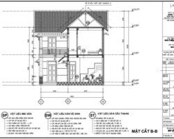 Bản vẽ thiết kế mẫu nhà biệt thự chữ L 2 tầng đẹp mái thái,kích thước 9x16m