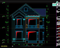 Biệt thự 2 tầng kích thước 8.5x14m (có full kiến trúc và file sketchup)