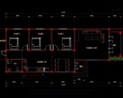 Bản vẽ thiết kế biệt thự vườn 1 tầng kích thước 7×18.1m