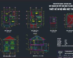 File cad thiết kế biệt thự 2 tầng dt 8x10m