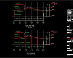 2 mẫu bản vẽ autocad Nhà xưởng 45x100m và 31x93m