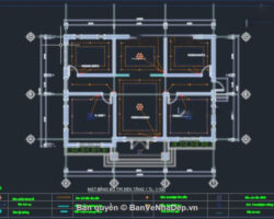 Bản vẽ chi tiết biệt thự hiện đại 1 tầng mái nhật 14x10m