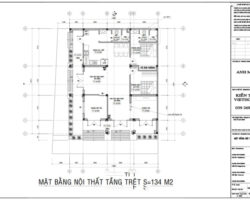 Bản vẽ autocad nhà cấp 4 mái nhật 9x11m