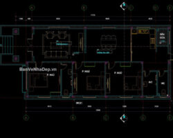 Biệt thự 1 tầng mái nhật 8.1×17.87m file autocad