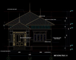 Biệt thự 1 tầng mái nhật 8.1×17.87m file autocad