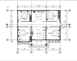 Bản vẽ chi tiết biệt thự hiện đại 1 tầng mái nhật 14x10m