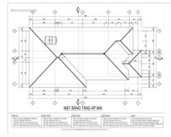 Bản vẽ chi tiết biệt thự hiện đại tầng mái nhật 8.3×16.3m