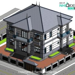 Alternative view of Mẫu nhà mái Nhật 2 tầng 6 phòng ngủ 16.02x17.42m