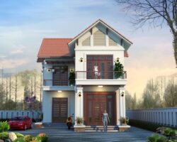 Biệt thự 2 tầng mái thái kích thước 9×13.62m