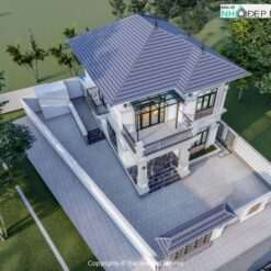 Alternative view of Trọn bộ File cad + sketchup biệt thự mái nhật 2 tầng 8.5x15.5m