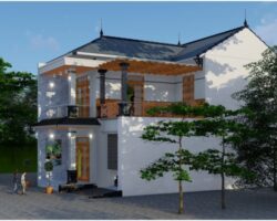 Mẫu biệt thự đẹp 2 tầng mái nhật kích thước xây dựng 7.8×14.3m