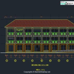 Alternative view of Bản vẽ cad thiết kế trường tiểu học 9 phòng học 3 tầng 30.8x8.9m trường tiểu học