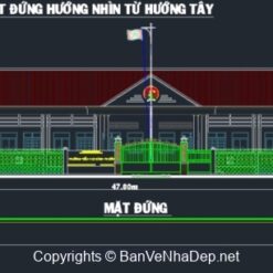 Alternative view of Bản vẽ cad thiết kế trường tiểu học khối 5 phòng học và công trình phụ trợ 12.1x47m trường tiểu học