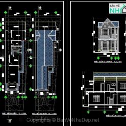 Alternative view of File cad kiến trúc thiết kế biệt thự 2 tầng rộng 5.6m miễn phí