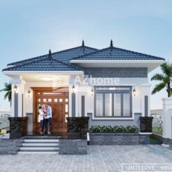 FULL hồ sơ thiết kế xây dựng mẫu nhà Biệt thự Mái Nhật 1 tầng 8×16m