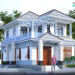 Alternative view of Bản vẽ chi tiết biệt thự 2 tầng hiện đại mái nhật 8x13.5m