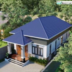 Thiết kế nhà biệt thự mái nhật 1 tầng kt 6.9x16.1m