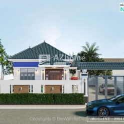 Alternative view of Full hồ sơ thiết kế biệt thự mái nhật 1 tầng kích thước 7x18m